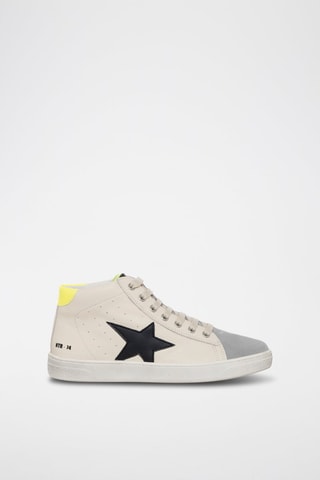 Sneakers alte in pelle Pinn - Nero, beige, giallo e grigio