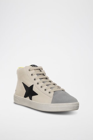 Sneakers alte in pelle Pinn - Nero, beige, giallo e grigio