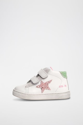 Sneakers alte in pelle - Bianco e rosa