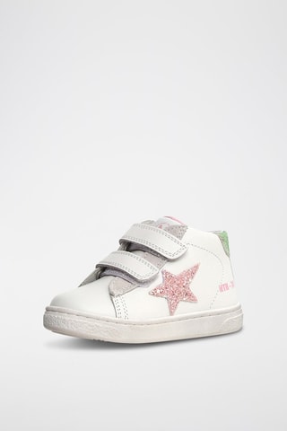 Sneakers alte in pelle - Bianco e rosa