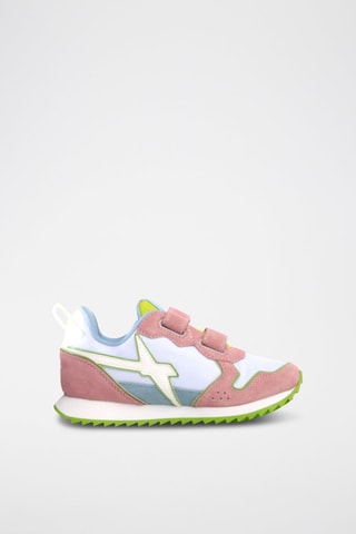 Sneakers in pelle scamosciata - Bianco, verde e rosa