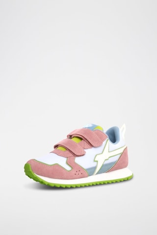Sneakers in pelle scamosciata - Bianco, verde e rosa