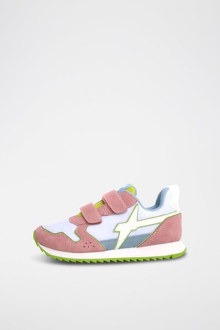 Sneakers in pelle scamosciata - Bianco, verde e rosa