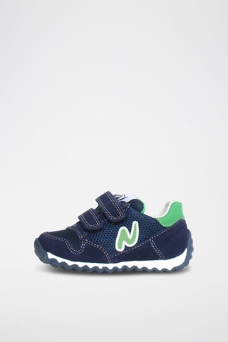 Sneakers in pelle di vitello - Bianco, blu e verde