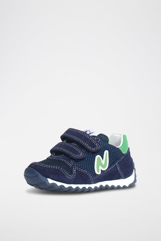 Sneakers in pelle di vitello - Bianco, blu e verde