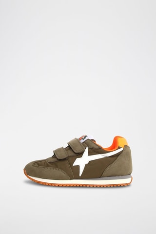 Sneakers in pelle scamosciata - Bianco, verde e arancione