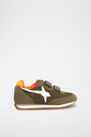 Sneakers in pelle scamosciata - Bianco, verde e arancione