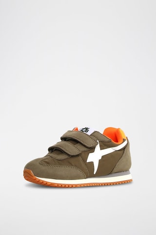 Sneakers in pelle scamosciata - Bianco, verde e arancione