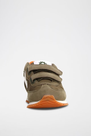 Sneakers in pelle scamosciata - Bianco, verde e arancione