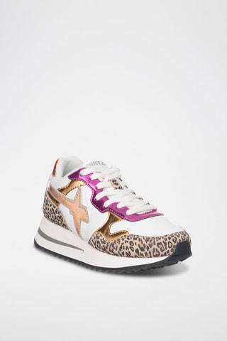 Sneakers in pelle scamosciata - Bianco, beige, rosa e dorato