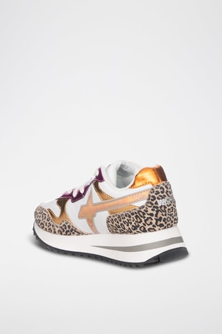 Sneakers in pelle scamosciata - Bianco, beige, rosa e dorato