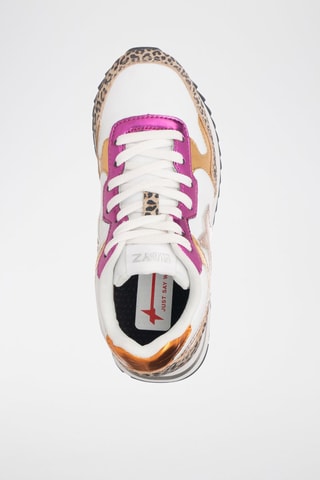 Sneakers in pelle scamosciata - Bianco, beige, rosa e dorato