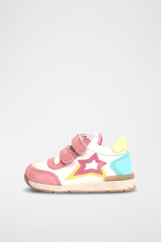 Sneakers in pelle New Ferdi - Bianco, blu, giallo e rosa