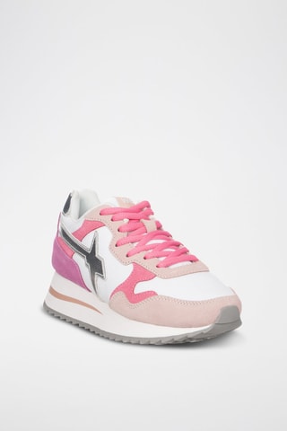 Sneakers in pelle scamosciata - Bianco, beige, rosa e argentato