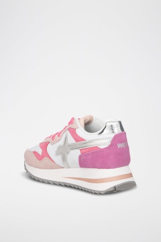 Sneakers in pelle scamosciata - Bianco, beige, rosa e argentato