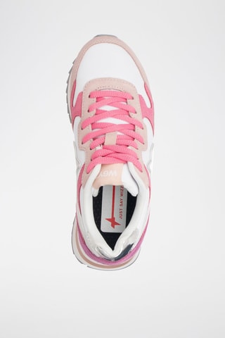 Sneakers in pelle scamosciata - Bianco, beige, rosa e argentato