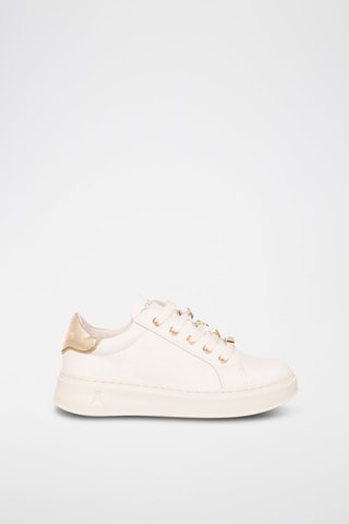 Sneakers platform in pelle - Bianco e dorato
