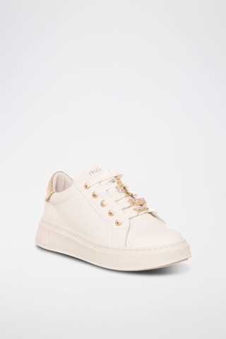 Sneakers platform in pelle - Bianco e dorato