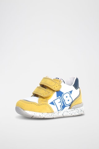 Sneakers in pelle Fly - Bianco, blu e giallo
