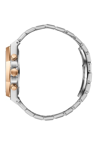 Reloj de cuarzo de acero - GMT - Plateado y rosa dorado