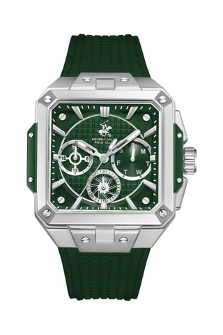 Reloj de cuarzo de silicona - Verde y plateado
