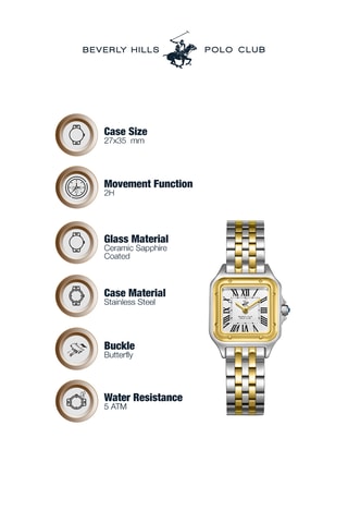 Reloj de cuarzo de acero - Plateado y dorado