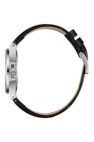 Reloj de cuarzo de piel - Negro y plateado