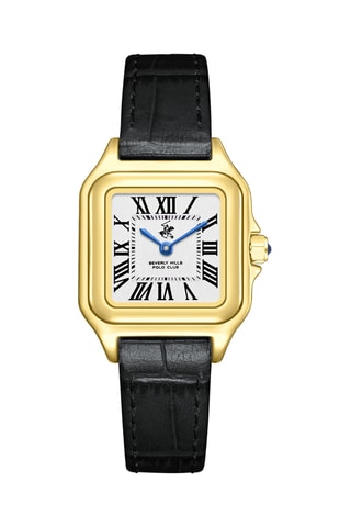 Reloj de cuarzo de piel - Negro y dorado