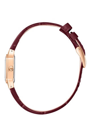 Reloj de cuarzo de piel - Burdeos y rosa dorado