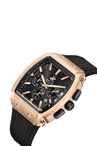 Reloj de cuarzo de silicona - GMT - Negro y rosa dorado