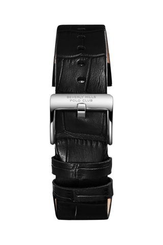 Reloj de cuarzo de piel - Negro y plateado