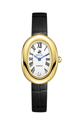 Reloj de cuarzo de piel - Negro y dorado