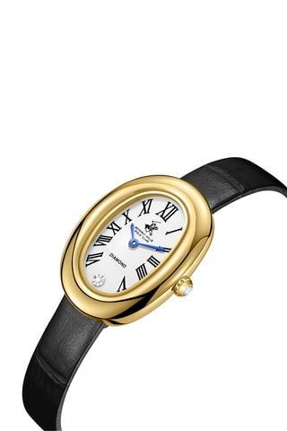 Reloj de cuarzo de piel - Negro y dorado
