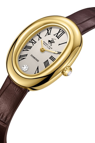 Reloj de cuarzo de piel - Marrón y dorado