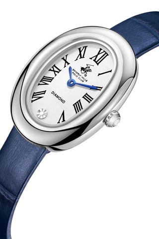 Reloj de cuarzo de piel - Azul y plateado