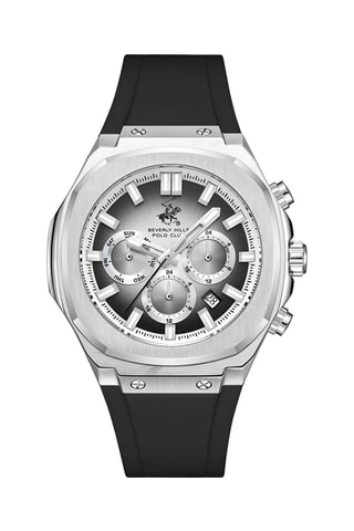 Reloj de cuarzo de silicona - GMT - Negro y plateado