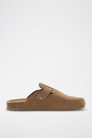 Sabot in pelle scamosciata Rosso - Beige