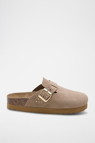 Sabot platform in pelle - Marrone