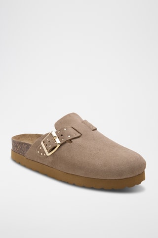 Sabot platform in pelle - Marrone