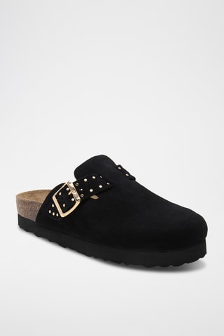 Sabot platform in pelle - Nero
