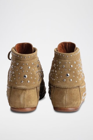 Leren Enkellaarzen - Beige
