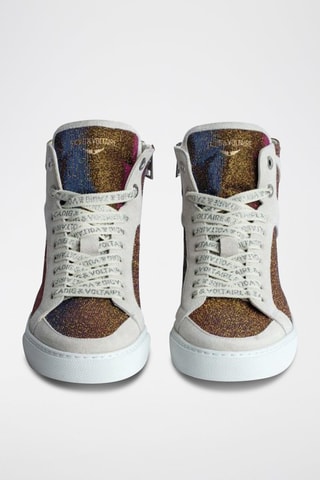Hoge Leren Sneakers - Goudkleurig