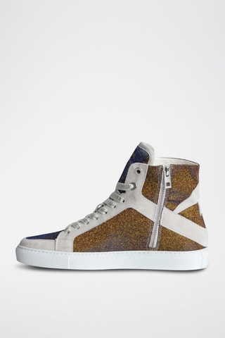 Hoge Leren Sneakers - Goudkleurig