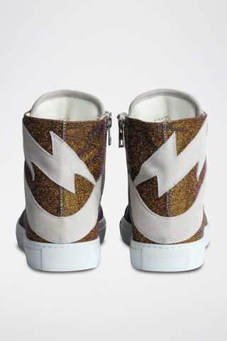 Hoge Leren Sneakers - Goudkleurig