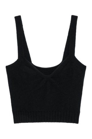 Wollen en Kasjmier Crop Top - Zwart