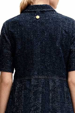 Biologisch Katoenen en Denim Trapeziumjurk - Marineblauw - Ganni