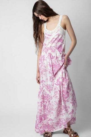 Lange Jurk - Ecru en Fuchsia