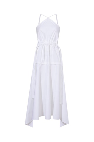 Asymmetrische Mouwloze Jurk - Wit