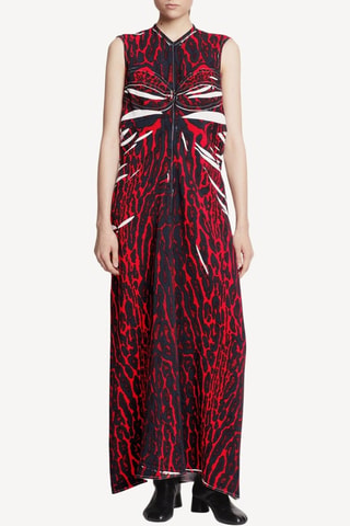 Lange mouwloze jurk - Rood