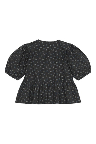 Biologisch Katoenen Blouse - Donkergrijs en Groen - Ganni